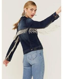 Scully Rhinestone Fringe Denim Jacket HC792 -Western Cowboy Supplies 1