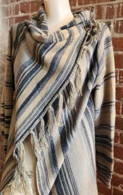 Keren Hart 33027 Asymmetrical, Fringed Cape Cardigan