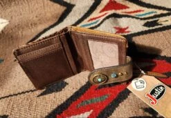 Justin Tooled Floral Bi-Fold Wallet With Turquoise Accent 22107674W -Western Cowboy Supplies 20230224 123006 1 scaled e1677279921703