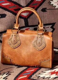 Justin 22078716 Weathered Brown With Tan Trim Satchel