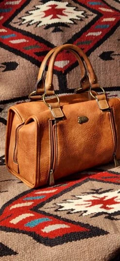 Justin 22078716 Weathered Brown With Tan Trim Satchel -Western Cowboy Supplies 20230224 124059 scaled 1