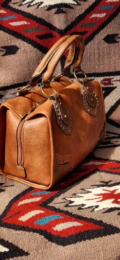 Justin 22078716 Weathered Brown With Tan Trim Satchel -Western Cowboy Supplies 20230224 124116 scaled 1
