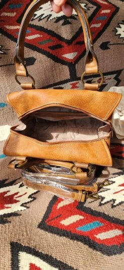 Justin 22078716 Weathered Brown With Tan Trim Satchel -Western Cowboy Supplies 20230224 124211 scaled 1