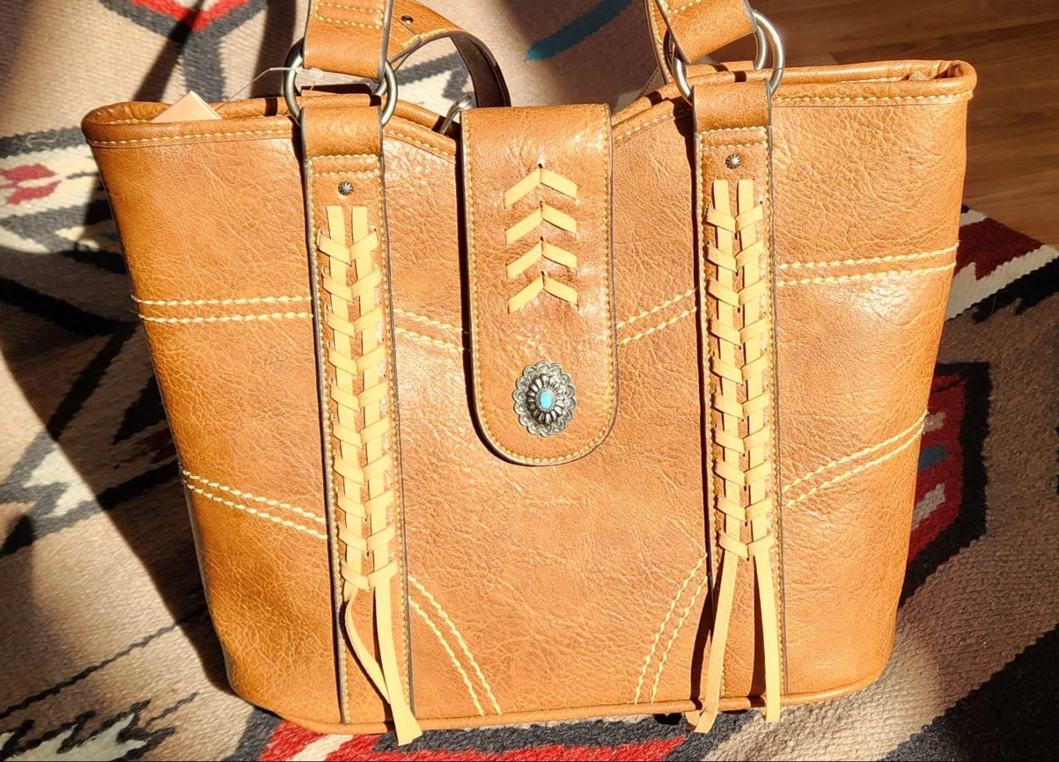 Justin Women’s Laced Trim Tote Brown 22075491 3 Justin Women’s Laced Trim Tote Brown 22075491