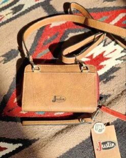 Justin 22074787W Wallet On String Tonal Tan With Muted Red -Western Cowboy Supplies 20230224 145828 scaled e1677278889880
