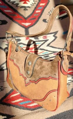 Justin 22074515 Shoulder Bag Tonal Tan With Muted Red Accents