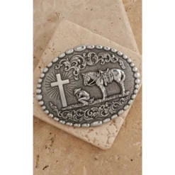 M&F Praying Cowboy With Cross & Horse Belt Buckle 37374