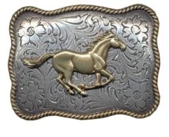 Running Horse Buckle 3757452 -Western Cowboy Supplies 3757452 wavy rectangle horse