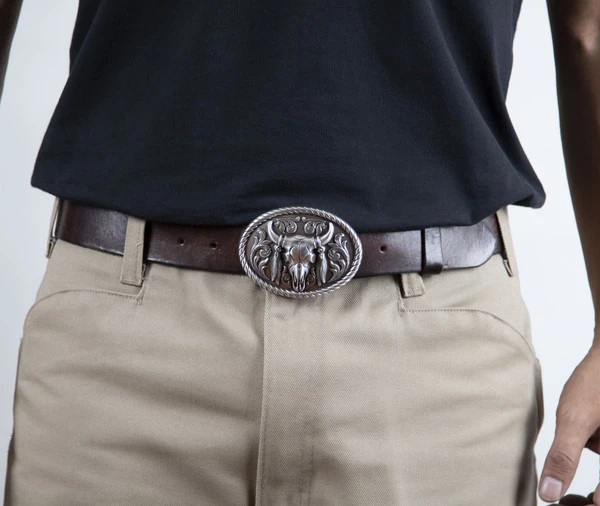 Steer Skull With Feathers Buckle 37030 4 Steer Skull With Feathers Buckle 37030 - Image 2