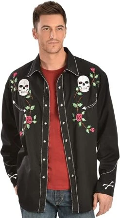 Scully Retro Skull Shirt P-771 -Western Cowboy Supplies 61P7TPNmihL. AC UX466