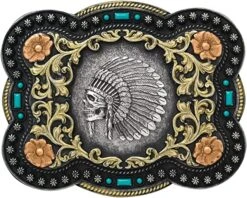 M&F Nocona Indian Chief Skull Floral Scroll Belt Buckle 37038 -Western Cowboy Supplies 71Pmwb nxL. AC UX569