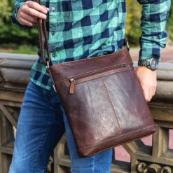 Voyager Small Messenger Bag Jack George 7312 -Western Cowboy Supplies 7312brn lifestyle m3 2000x