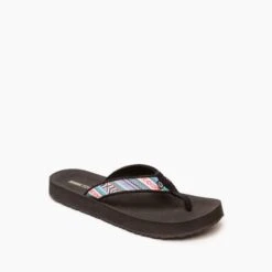 Minnetonka Women’s Cotton Hedy Blue AZ Stipe Thong Sandals 530487