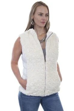 Scully Womens Beige Polyester Faux Fur Vest 8030