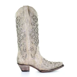 Corral Boots Corral White Glitter Inlay Boots A3322 -Western Cowboy Supplies A3322E