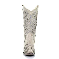 Corral Boots Corral White Glitter Inlay Boots A3322 -Western Cowboy Supplies A3322F