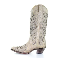 Corral Boots Corral White Glitter Inlay Boots A3322 -Western Cowboy Supplies A3322I