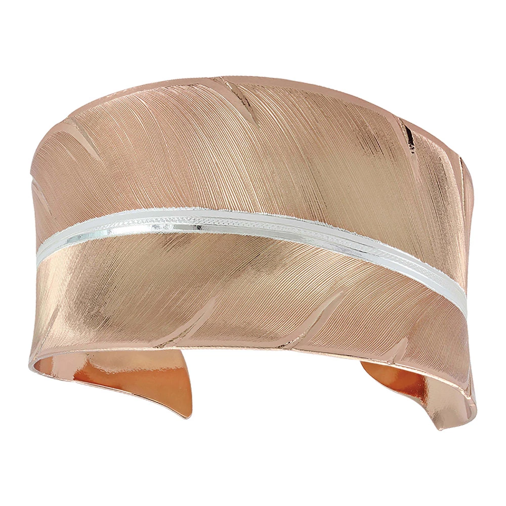 Sunlit Aspects Copper And Silver Feather Cuff Bracelet BC2319RGD 3 Sunlit Aspects Copper And Silver Feather Cuff Bracelet BC2319RGD