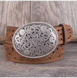 Tony Lama Women’s Brown Pierced Filigree Trophy Belt C50029