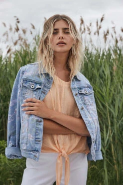 Garden Printed Denim Jacket C6302R CharlieB -Western Cowboy Supplies Charlie B Jacket C6302R 282B P394 Garden Belle Mia Boutique