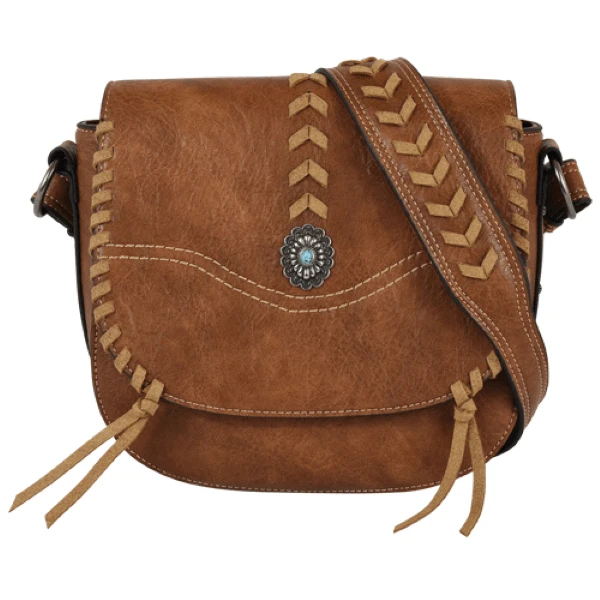 Justin 22075531 Women’s Crossbody With Laced Trim Purse Brown 4 Justin 22075531 Women’s Crossbody With Laced Trim Purse Brown - Image 2