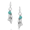 Charming Feather & Turquoise Earrings ER4827 -Western Cowboy Supplies ER4827