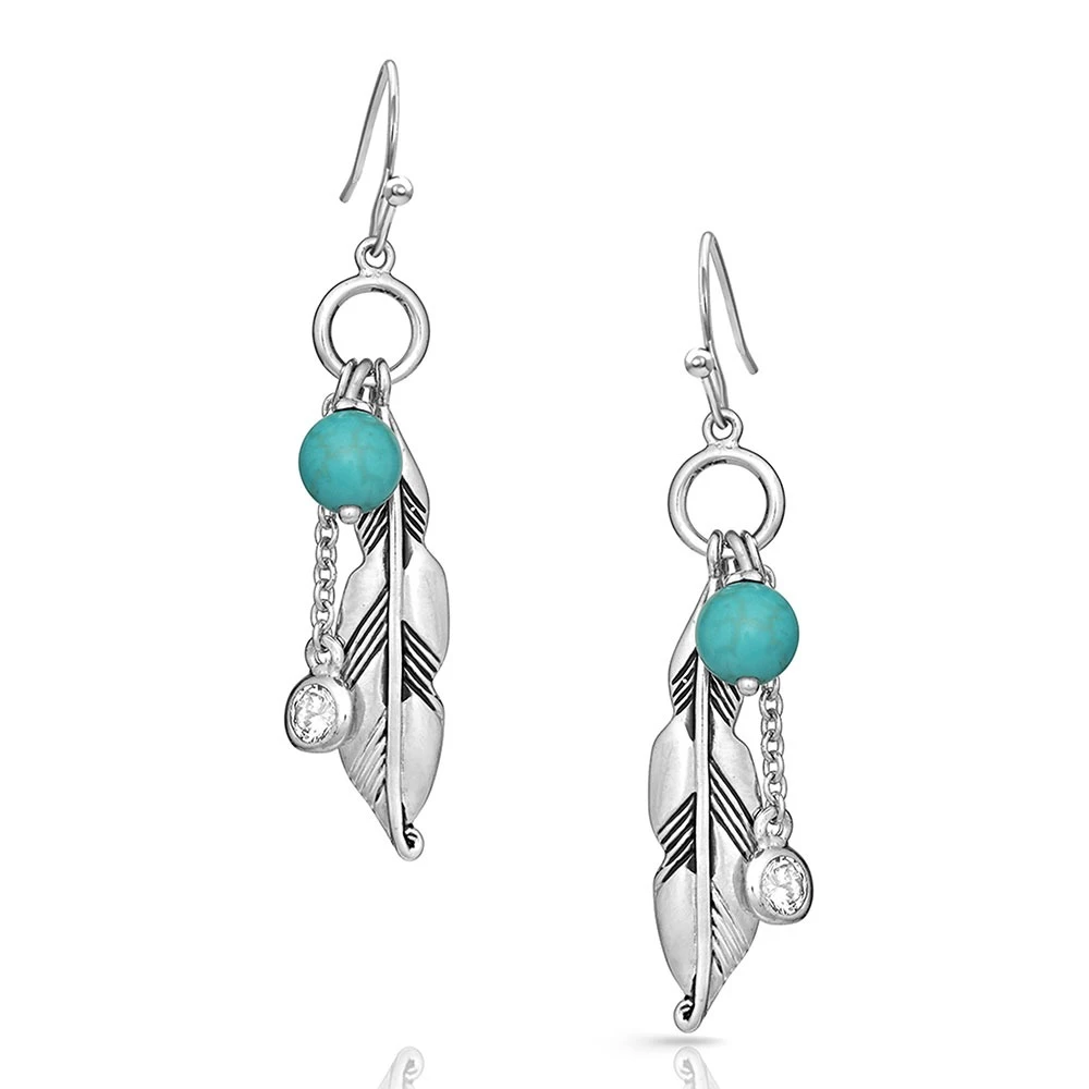 Charming Feather & Turquoise Earrings ER4827 3 Charming Feather & Turquoise Earrings ER4827