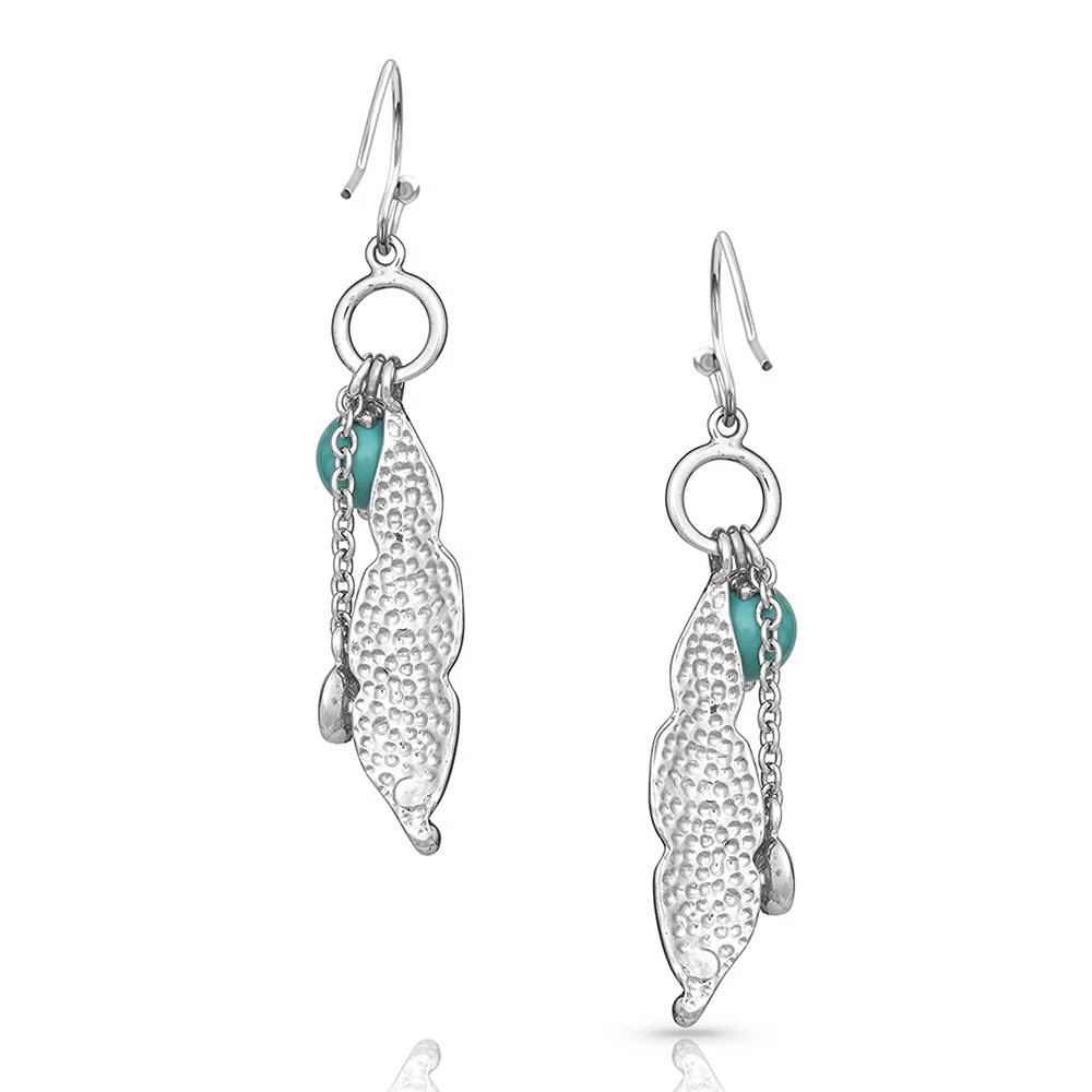 Charming Feather & Turquoise Earrings ER4827 4 Charming Feather & Turquoise Earrings ER4827 - Image 2