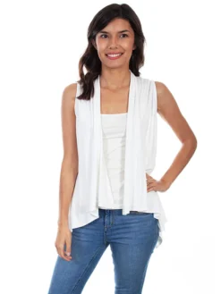 Scully Womens Ivory Rayon Lace Knit Vest HC594