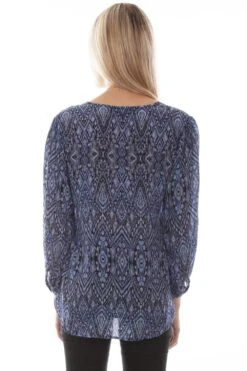 Scully Crepe Kaftan Blouse HC786 7 Scully Crepe Kaftan Blouse HC786 -Western Cowboy Supplies HC786 BLU BK 1