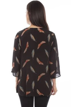 Scully HC801 Feather Print Pull Over Blouse -Western Cowboy Supplies HC801 bk preview 1