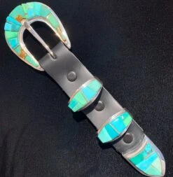 Silver & Turquoise 4 Piece Ranger Buckle Set BK021 -Western Cowboy Supplies IMG 1385