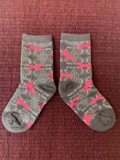 Grey Socks With Pink Horses Youth 1-4yrs 3740K