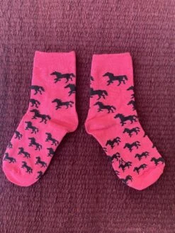 Hot Pink Socks With Black Horses Youth 1-4yrs 3746K-P