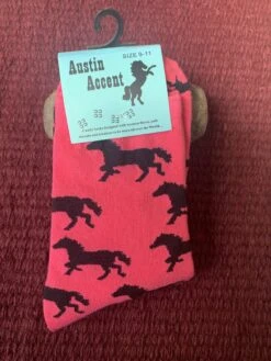 Women’s Hot Pink Socks With Black Horses 3747-N -Western Cowboy Supplies IMG 2829 scaled 1