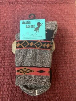 Women’s Grey Socks With Black And Red Aztec 3444-N -Western Cowboy Supplies IMG 2839 scaled 1