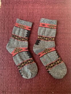 Women’s Grey Socks With Black And Red Aztec 3444-N -Western Cowboy Supplies IMG 2846 scaled 1