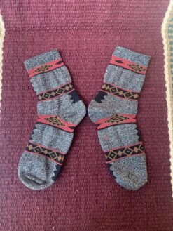 Women’s Grey Socks With Black And Red Aztec 3444-N -Western Cowboy Supplies IMG 2849 scaled 1