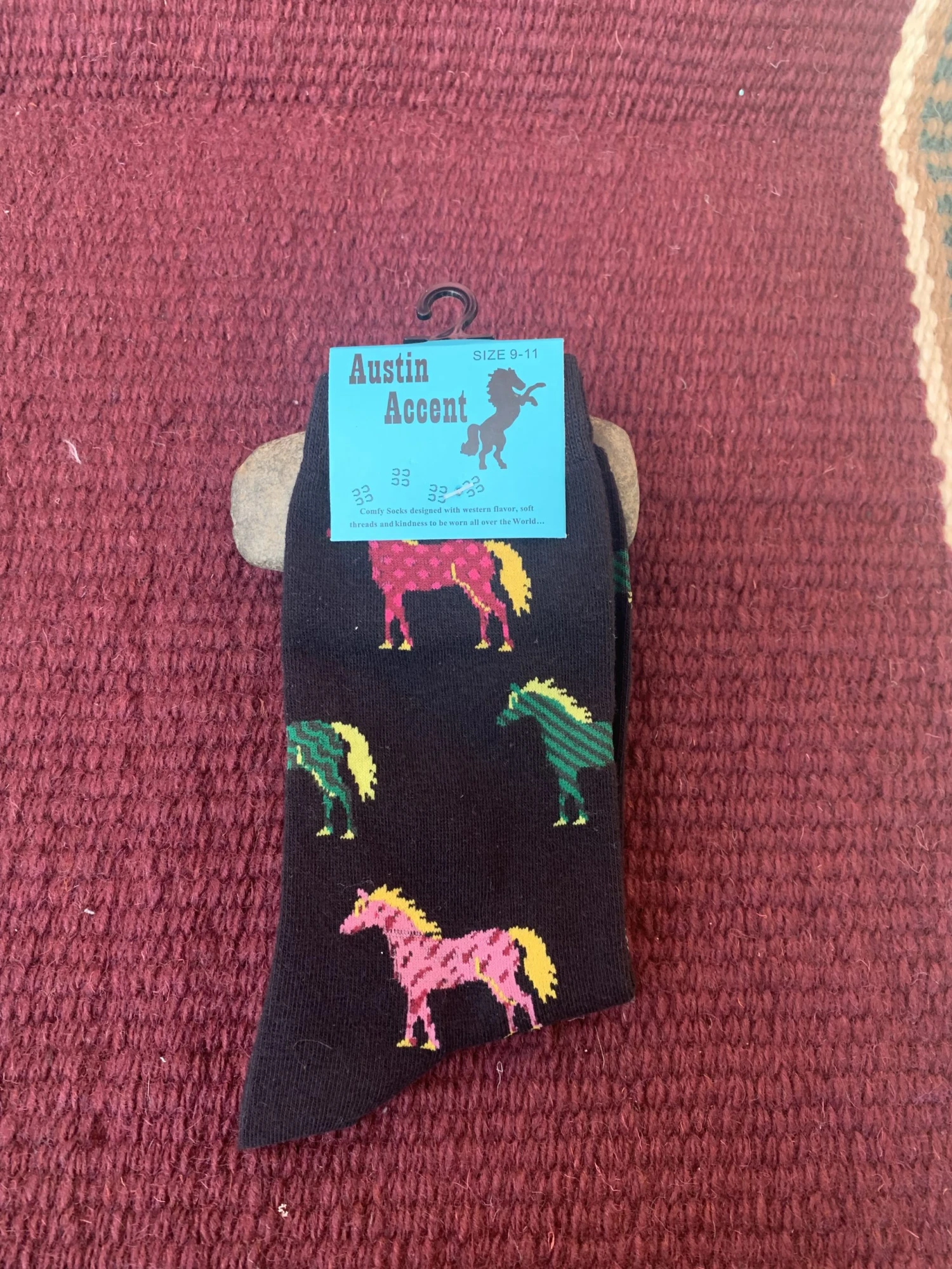 Women’s Black Socks With Multi-Colored Horses 3422-N 6 Women’s Black Socks With Multi-Colored Horses 3422-N - Image 4