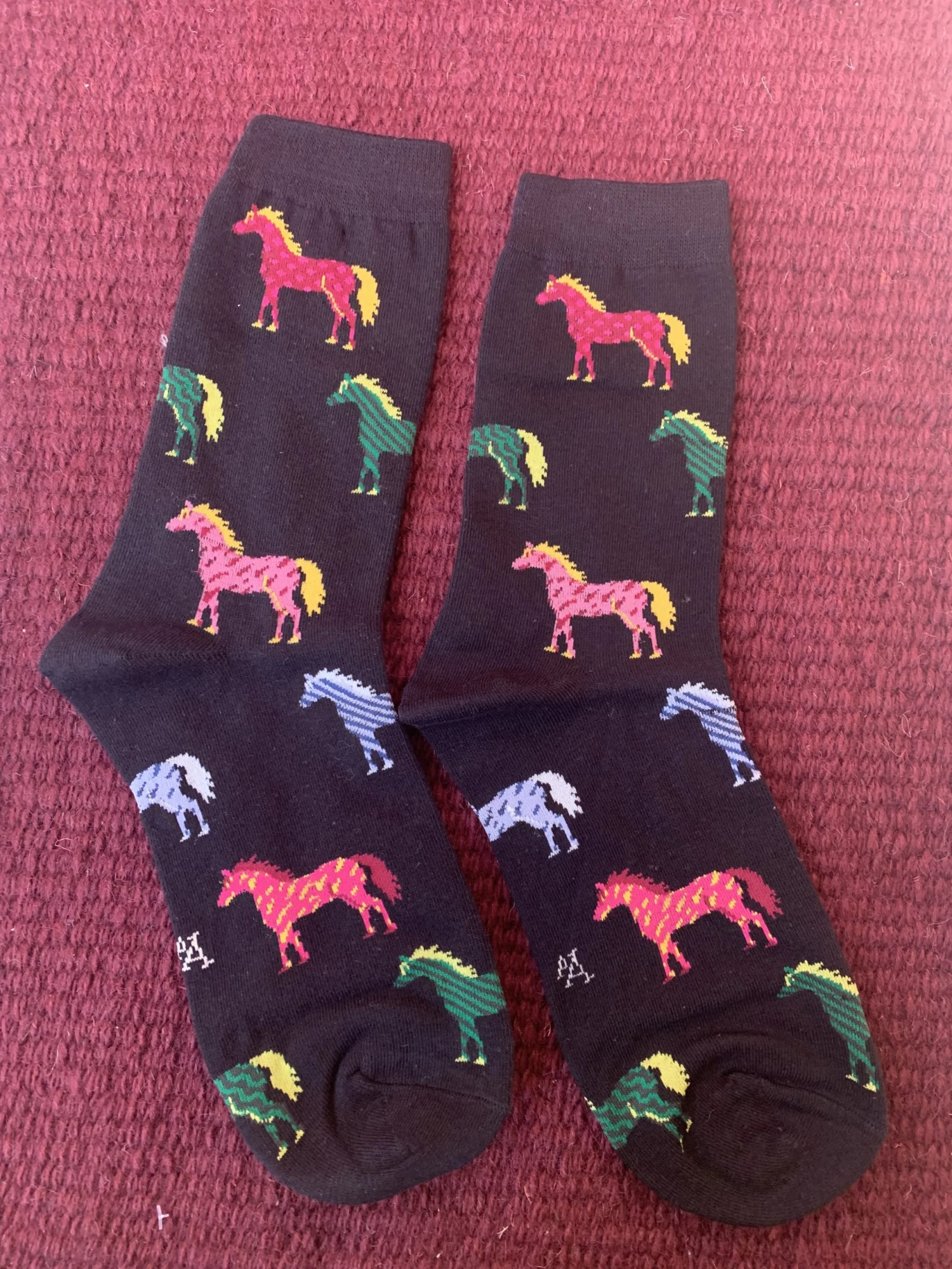 Women’s Black Socks With Multi-Colored Horses 3422-N 4 Women’s Black Socks With Multi-Colored Horses 3422-N - Image 2
