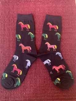 Women’s Black Socks With Multi-Colored Horses 3422-N 8 Women’s Black Socks With Multi-Colored Horses 3422-N -Western Cowboy Supplies IMG 2856 scaled 1
