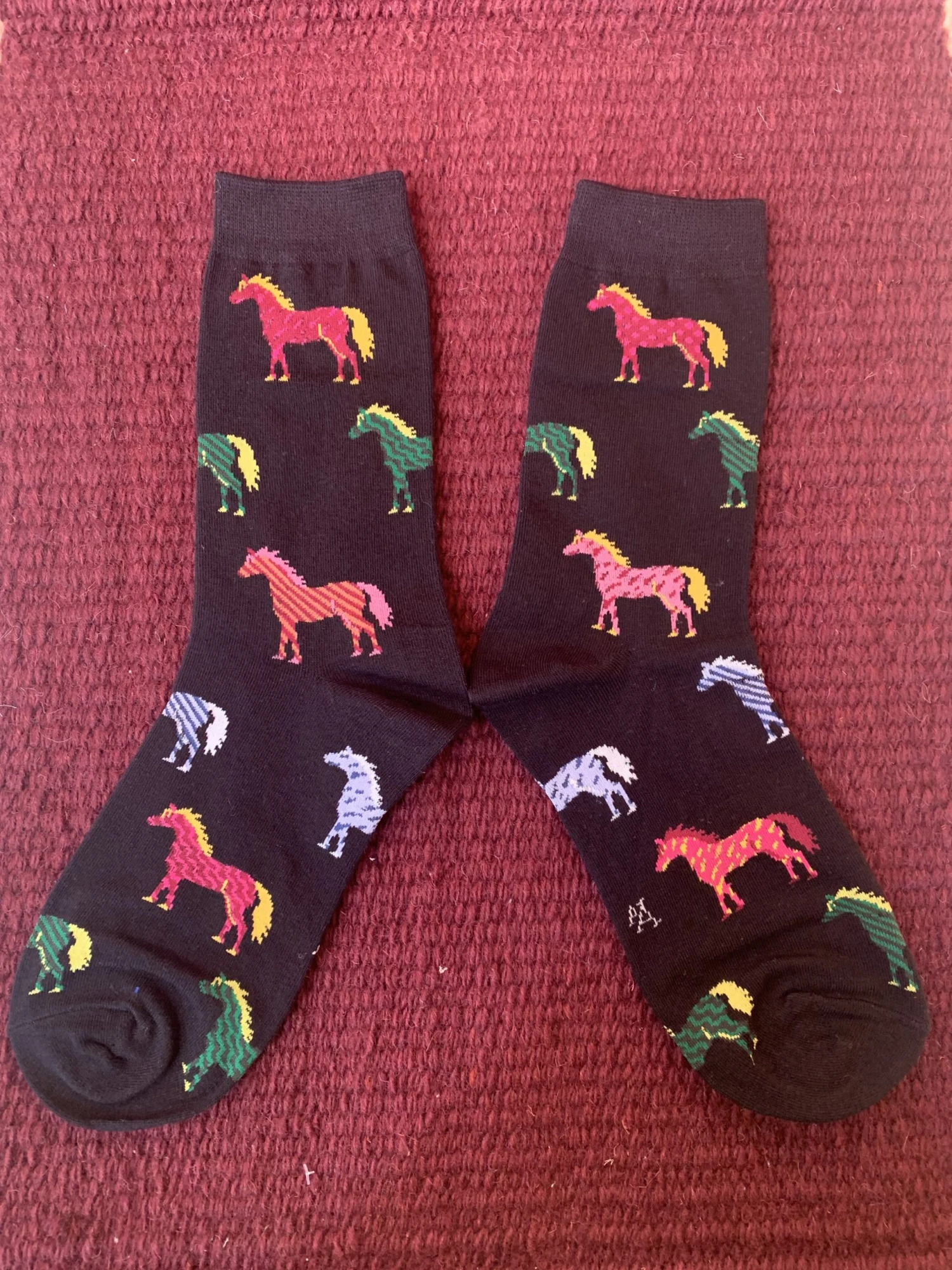 Women’s Black Socks With Multi-Colored Horses 3422-N 5 Women’s Black Socks With Multi-Colored Horses 3422-N - Image 3