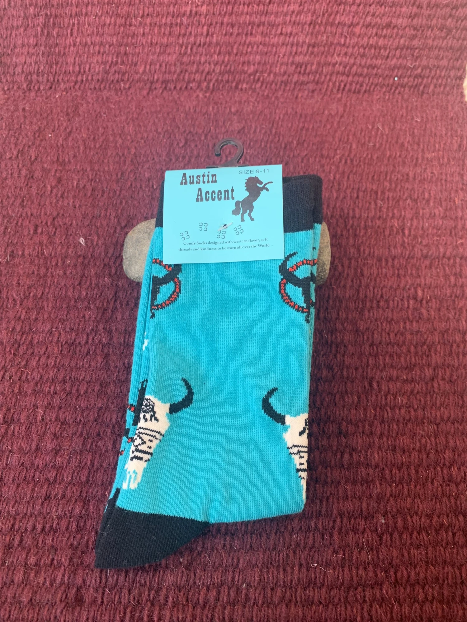 Women’s Cow Skulls Turquoise Socks 3433-N 8 Women’s Cow Skulls Turquoise Socks 3433-N - Image 6