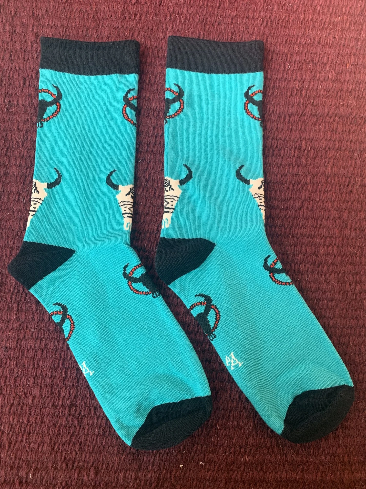 Women’s Cow Skulls Turquoise Socks 3433-N 6 Women’s Cow Skulls Turquoise Socks 3433-N - Image 4