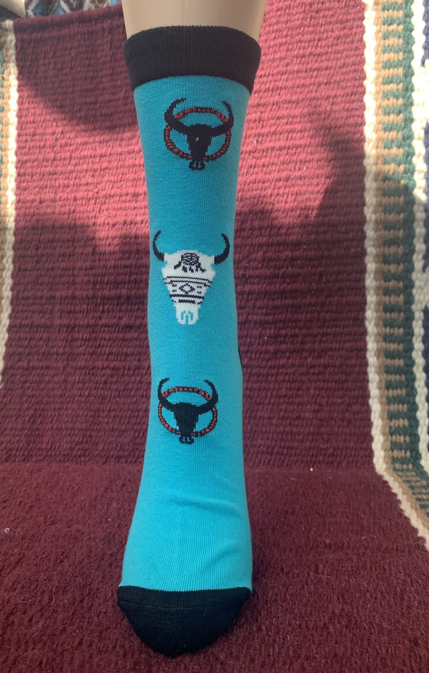 Women’s Cow Skulls Turquoise Socks 3433-N 4 Women’s Cow Skulls Turquoise Socks 3433-N - Image 2