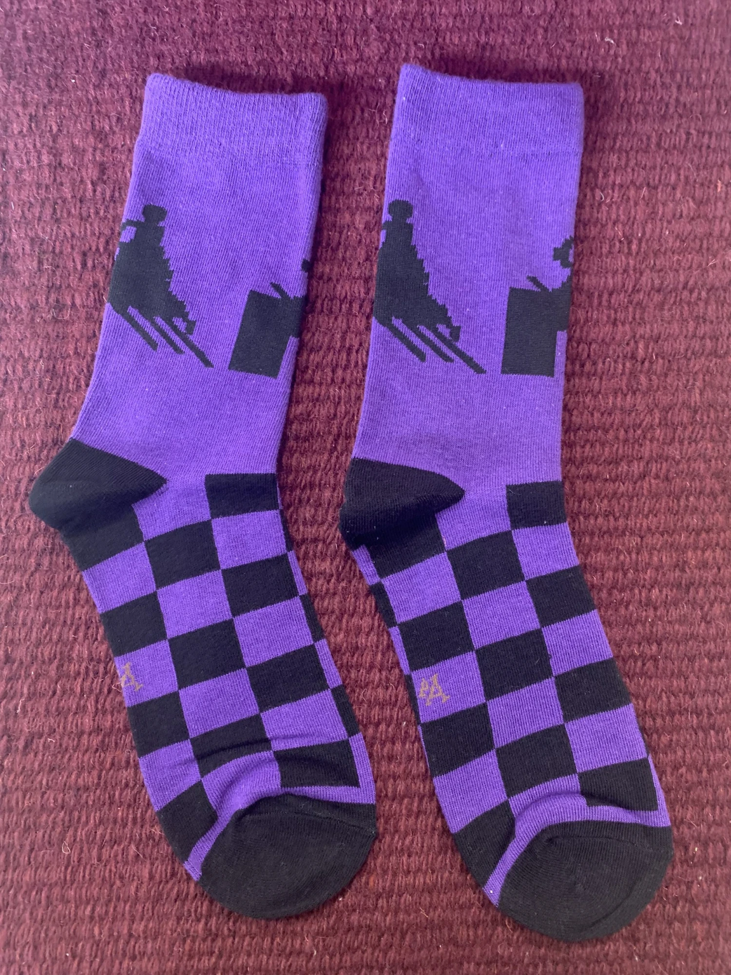 Women’s Black And Purple Checkered Socks With Barrel Racer 3438-N 4 Women’s Black And Purple Checkered Socks With Barrel Racer 3438-N - Image 2