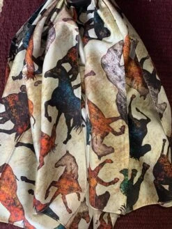 Austin Accents Silk Scarf/ Wild Rag Horse Patterned 34″X34″ -Western Cowboy Supplies IMG 2921 scaled 1