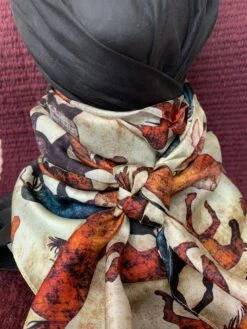Austin Accents Silk Scarf/ Wild Rag Horse Patterned 34″X34″