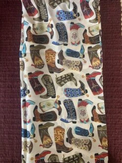 Austin Accents Patterned Multi Boots Wild Rag / Silk Scarf 34″X34″ -Western Cowboy Supplies IMG 2946 scaled 1