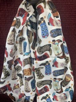 Austin Accents Patterned Multi Boots Wild Rag / Silk Scarf 34″X34″ -Western Cowboy Supplies IMG 2948 scaled 1